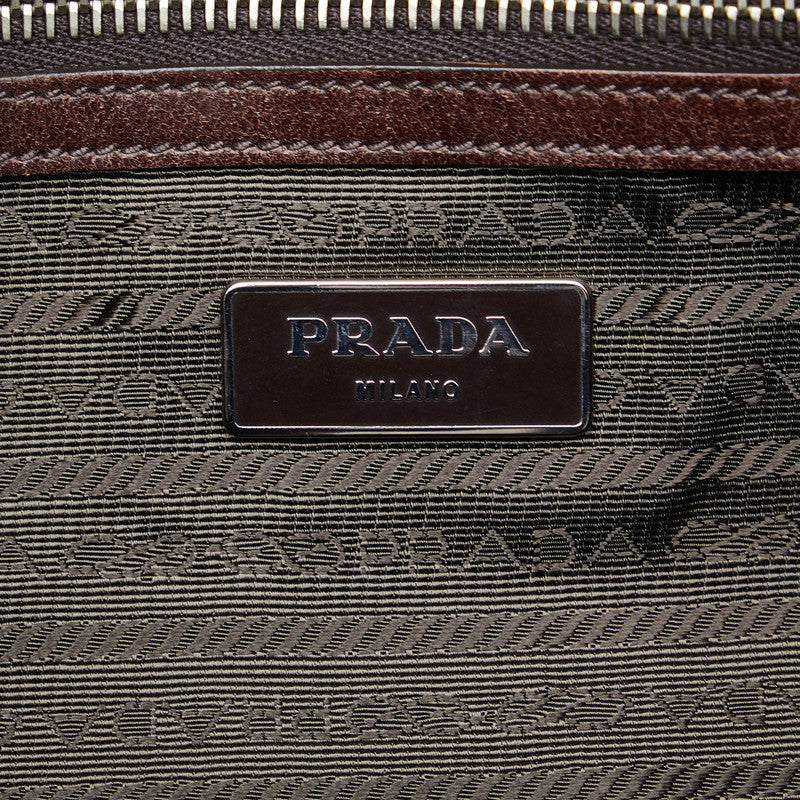 Prada Handbags BN2044 Brown Multicolor Nylon Leather Ladies Prada