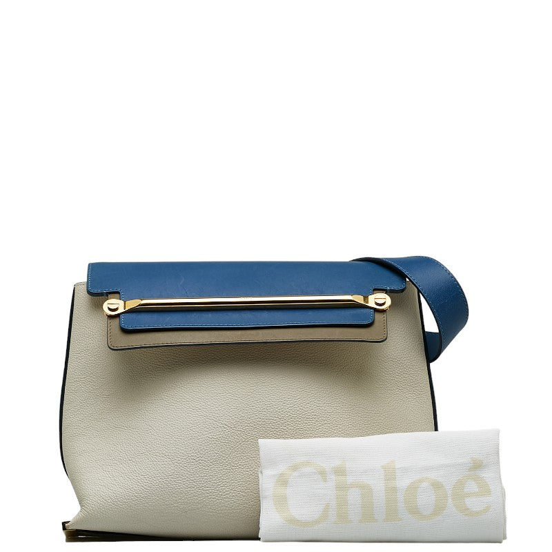 Chloe Claire Double Colour Gold  Chain Shoulder Bag Ivory Navi Leather  Chloe [ Paris]