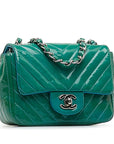 Chanel Cocomark V Stitch Chain Shoulder Bag Emerald Green Patent Leather Ladies CHANEL