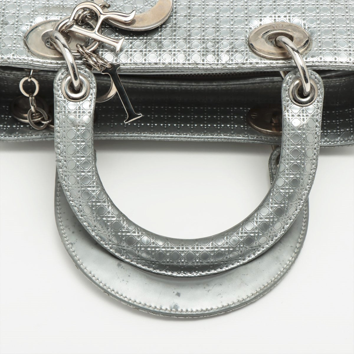 Christian Dior Leather 2WAY Handbag Silver