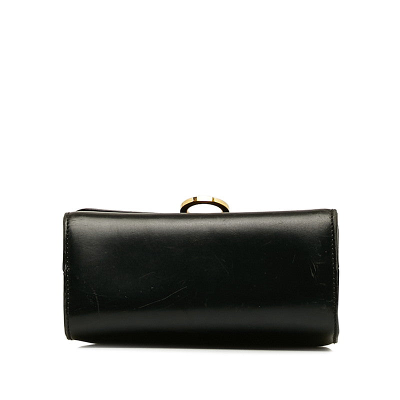 Salvatore Ferragamo Gancini Shoulder Bag in Black Leather