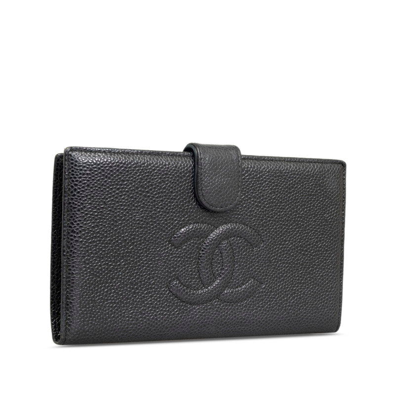 Chanel Coco Double Fold Wallet Black Caviar S  Chanel