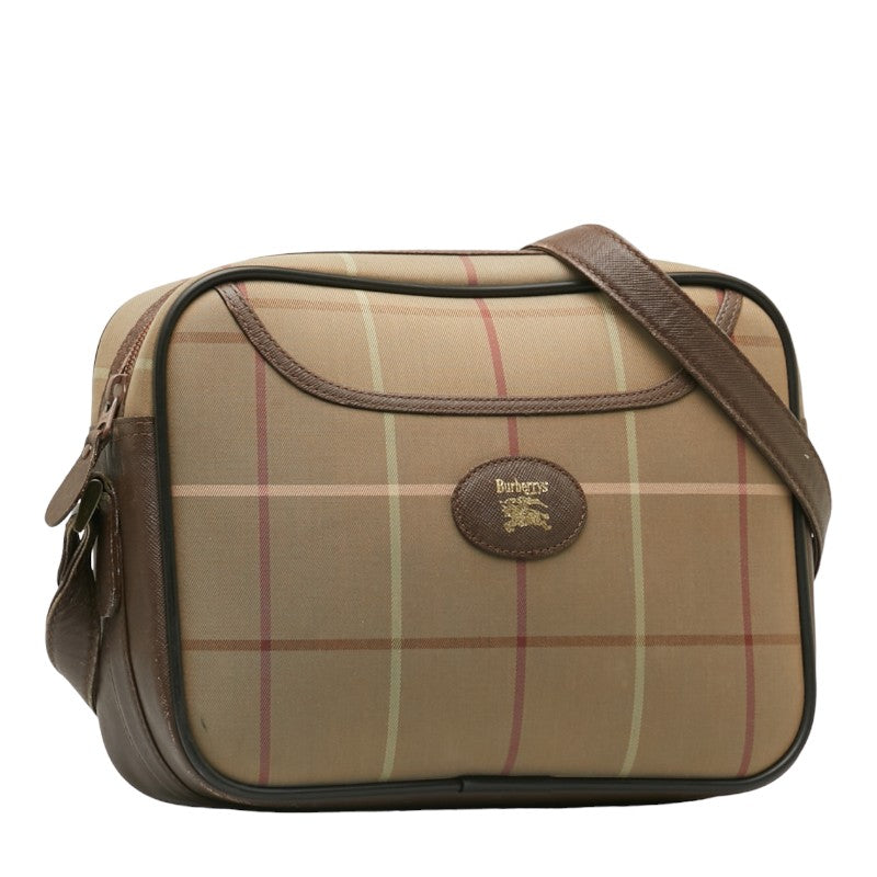 Burberry Check-in One-Shoulder Bag Karki Multicolor Canvas Leather  BURBERRY
