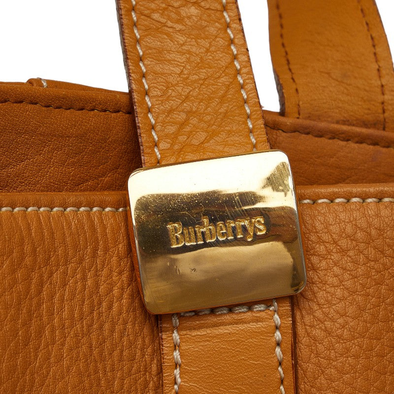 Burberry Noneva Check  Handbag Tote Bag Beige Leather