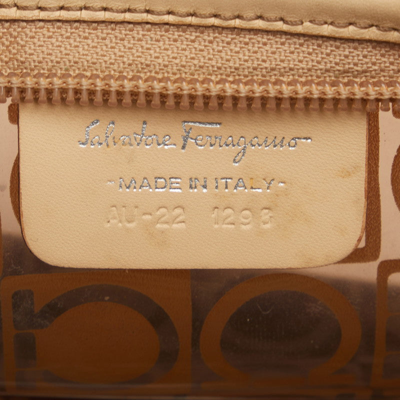 Salvatore Ferragamo Gantsini ini Brown Beige Vinyl Leather Ladies Salvatore Ferragamo