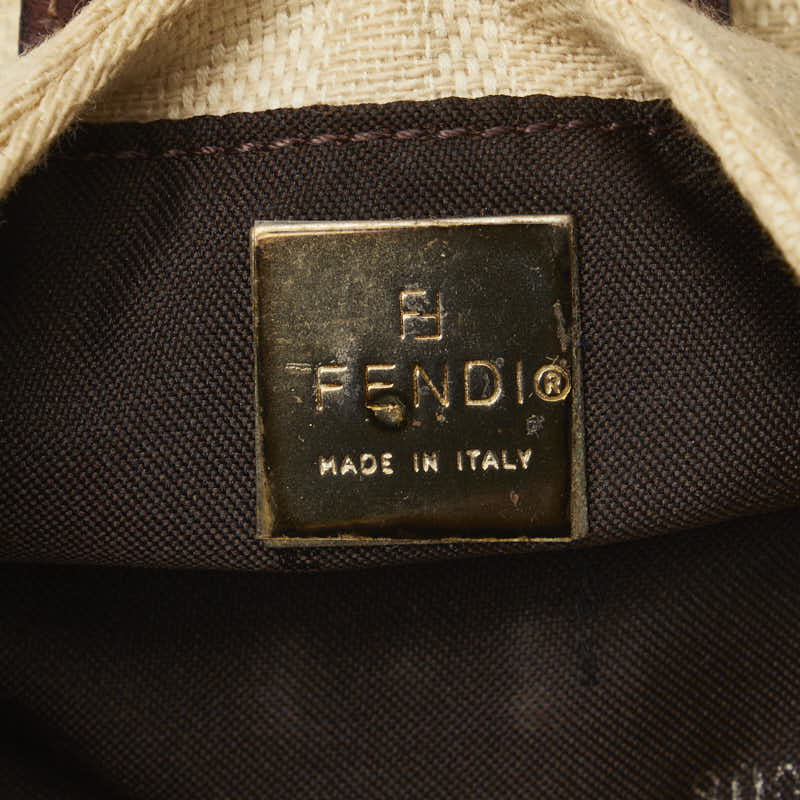 FENDI Zucca Mini Baguette Handbag Shoulder Bag Beige Brown Canvas