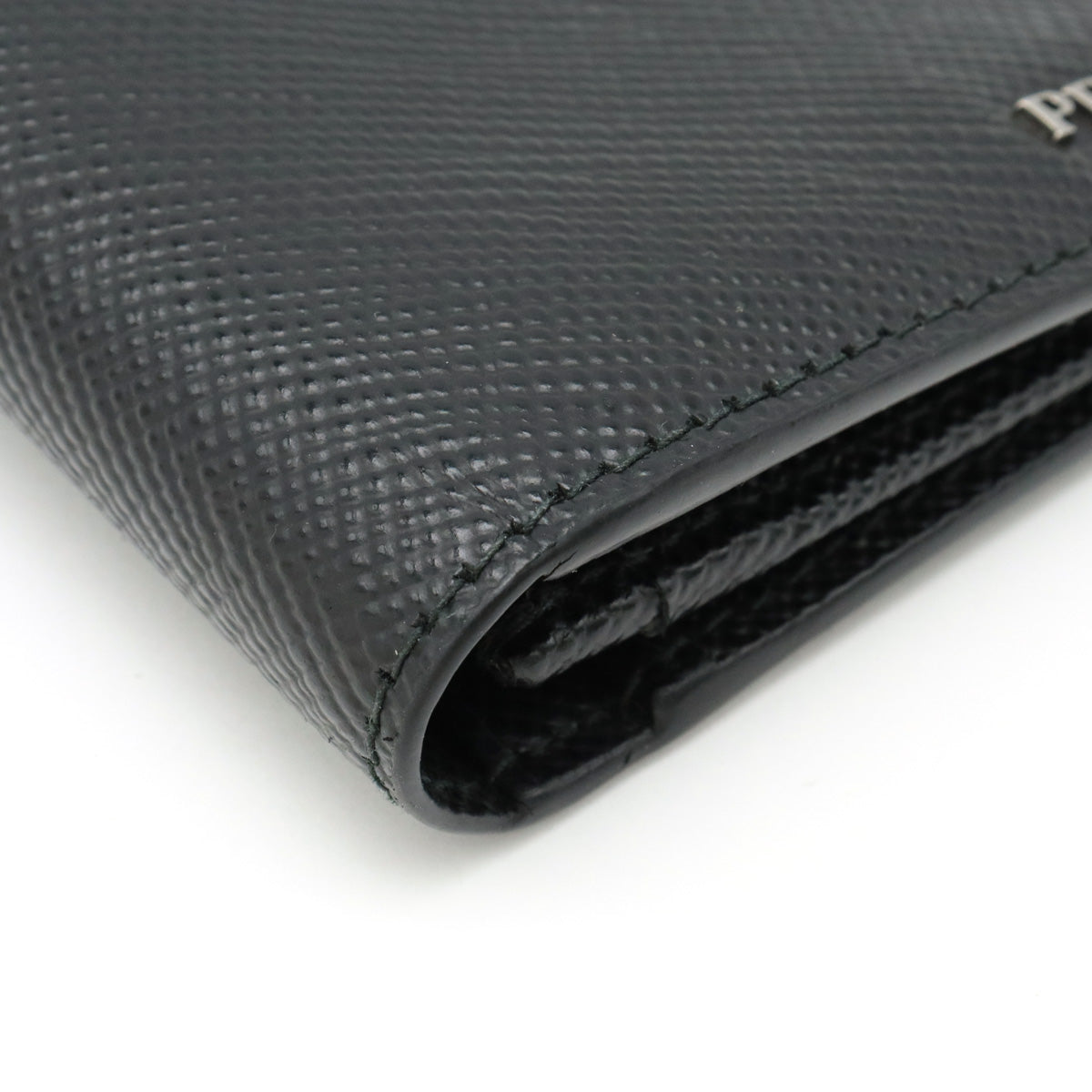 PRADA PRADA SAFFIANO CUIR C Double Folded Wallet Two Folded Wallet Sapphire Leather NERO Black Silver  Domestic Boutique Purchases 2MV836