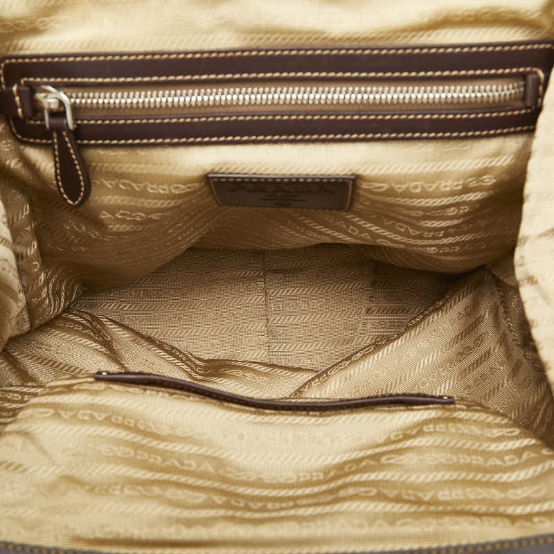 PRADA Tote Bag in Canvas Leather BR3511 Beige Brown