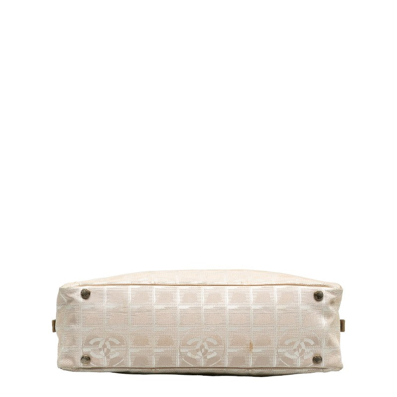 Chanel New Label Line Handbags Boston Bag Ivory Beige Canvas Leather  CHANEL