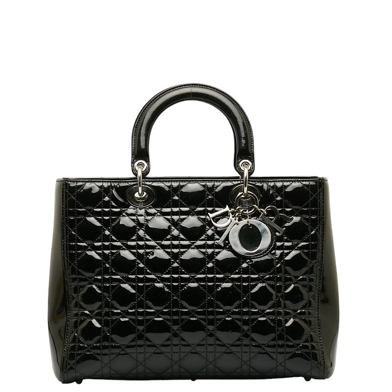 Dior Canary Lady Handbags houlder Bag 2WAY Black Patent Leather  Dior