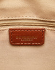 Burberry Check Tote Bag Brown Leather  BURBERRY