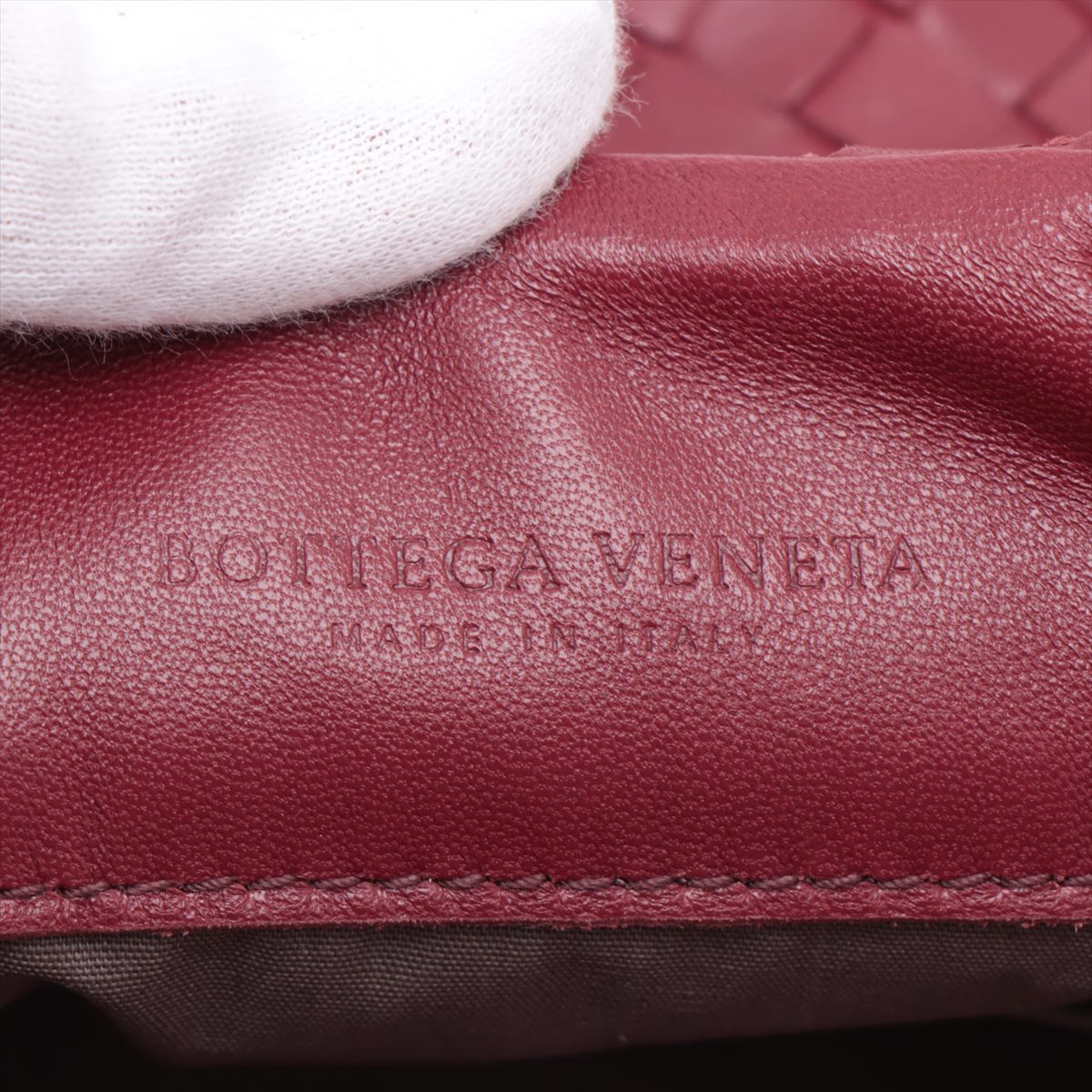 Bottega Veneta Intercharted Leather Shoulder Bag Bordeaux