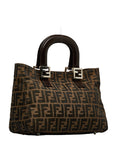 Fendi Zuka Handbag 26693 Brown Canvas Leather Ladies Fendi