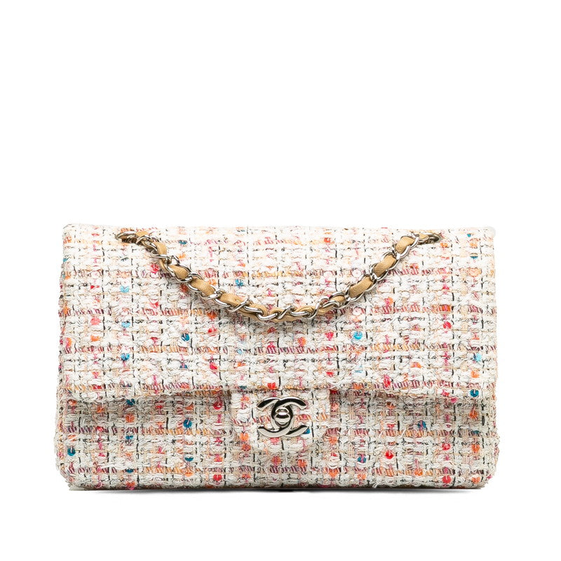 Chanel Coco  Chain Shoulder Bag White Multicolor Tweed  Chanel