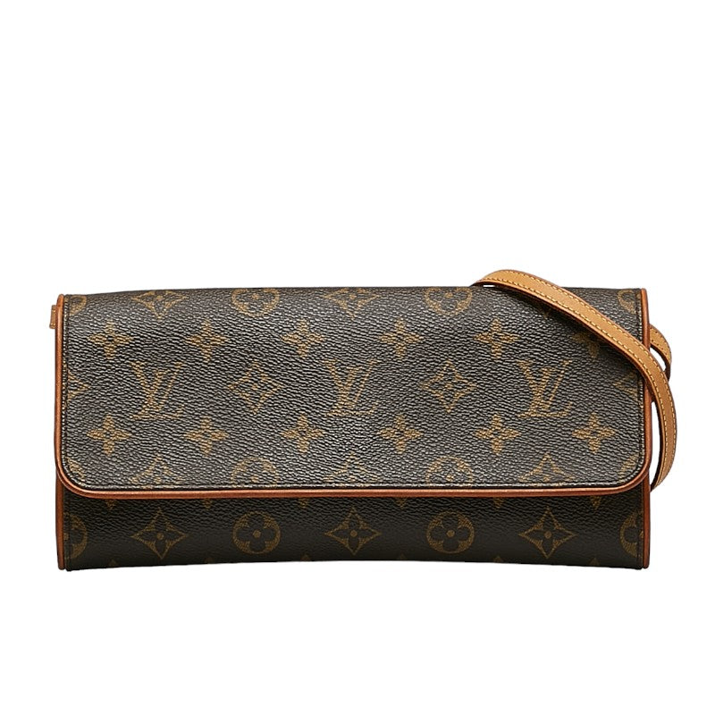 Louis Vuitton Monogram Pocket Twin GM Shoulder Bag M51852 Brown PVC Leather Lady Louis Vuitton