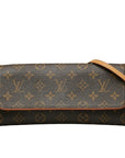 Louis Vuitton Monogram Pocket Twin GM Shoulder Bag M51852 Brown PVC Leather Lady Louis Vuitton