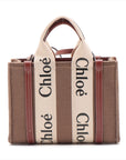 Chloe Woody Small Felt × Leather 2WAY Handbag Brown External Folded