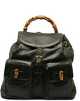 Gucci Bamboo Lock Backpack 003 2040 0016 Black Leather  Gucci