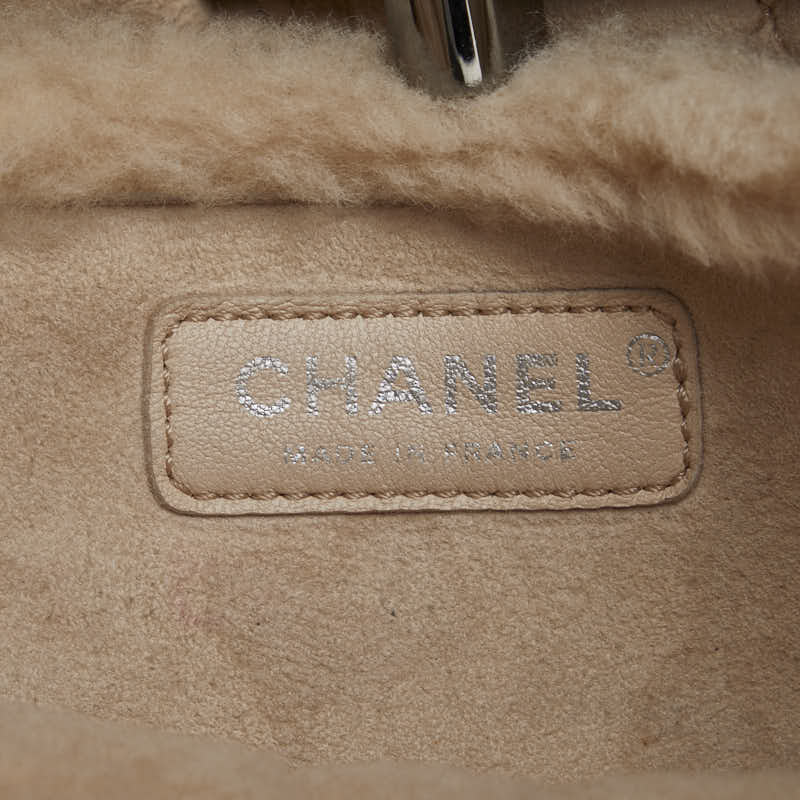 Chanel Mattress Logo Gold  Boar Chain houlder Bag Beige Sweater  CHANEL