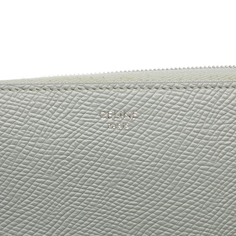 Celine Long Wallet Leather Grey Ladies