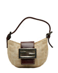FENDI Zucca Mini Baguette Handbag Shoulder Bag Beige Brown Canvas