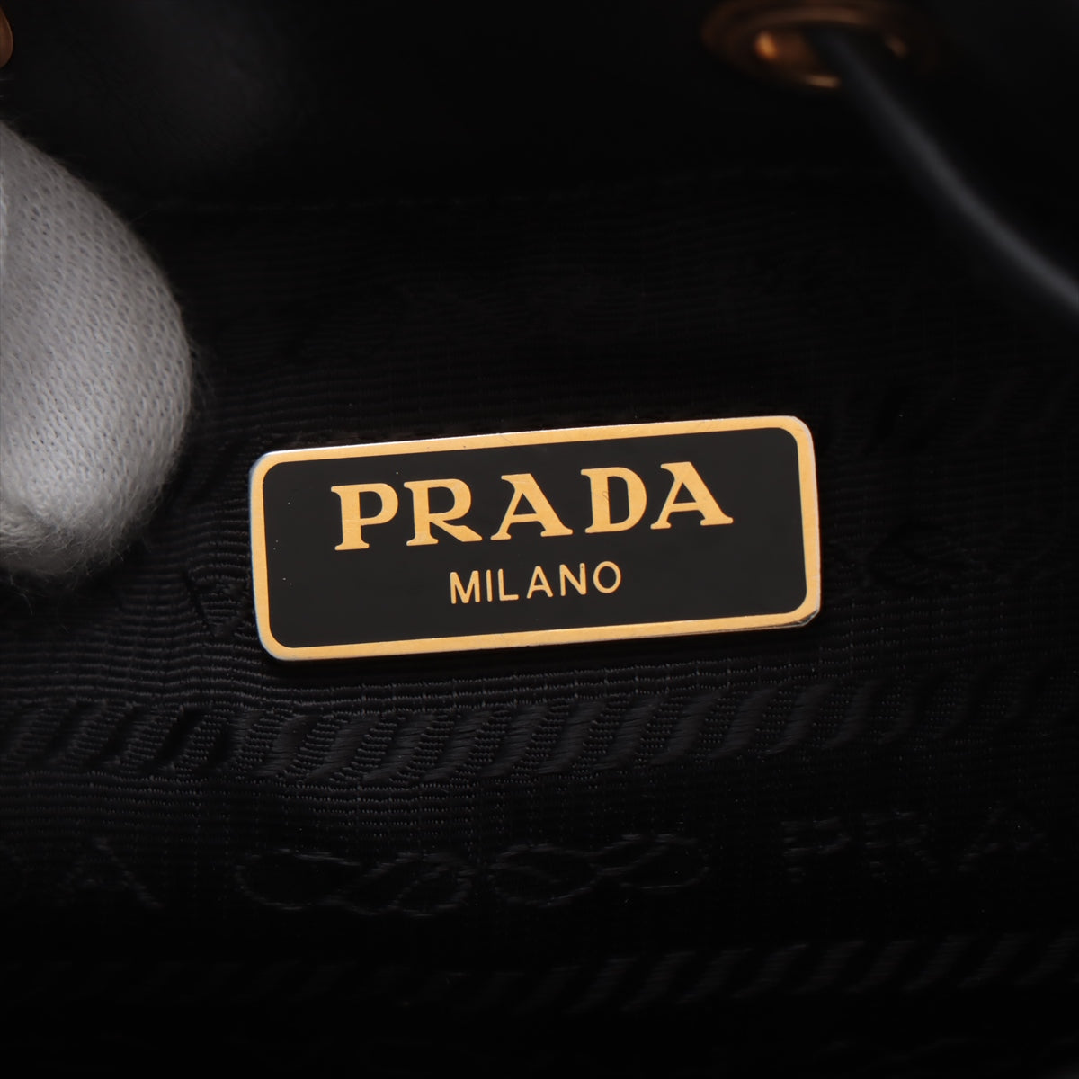 Prada Logo Leather 2WAY Handbag Black