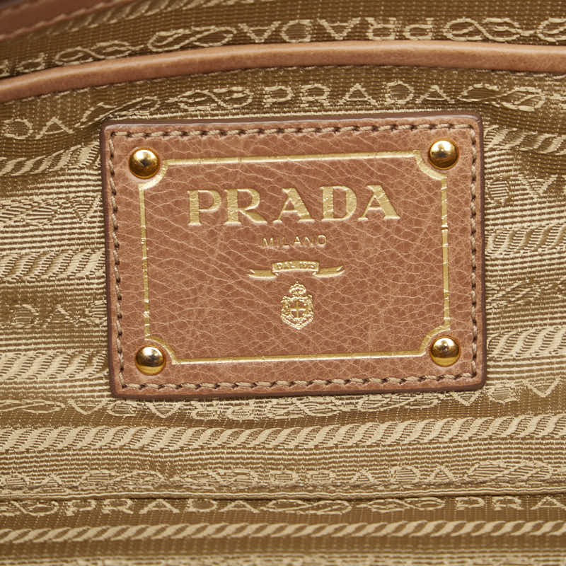 PRADA Vitello Handbag in Calf Leather Beige Ribbon BN2234