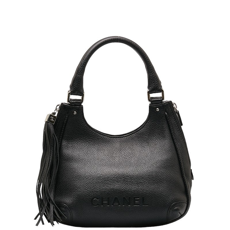 Chanel logo Tasel handbags black leather ladies Chanel