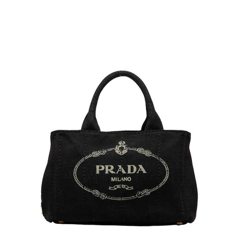 PRADA Canapa Mini B2439G Handbag Canvas Black Ladies