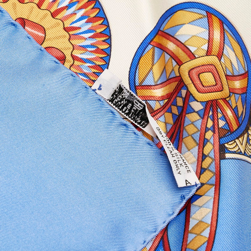 Hermes Carré 90 Les Rubans du Cheval Horse Ribbon carf Blue Multicolor Silk  Hermes