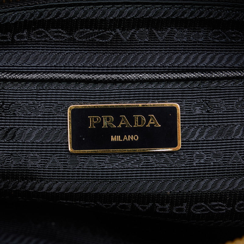 Prada Triangle Logo  Handbag Shoulder Bag Black Nylon Leather  Prada