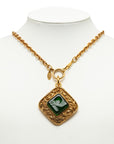 CHANEL Vintage Necklace Stone in Green Gold Plating Ladies