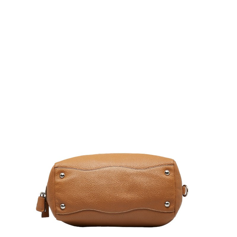 PRADA Mini Boston Bag in Brown Calf Leather Ladies