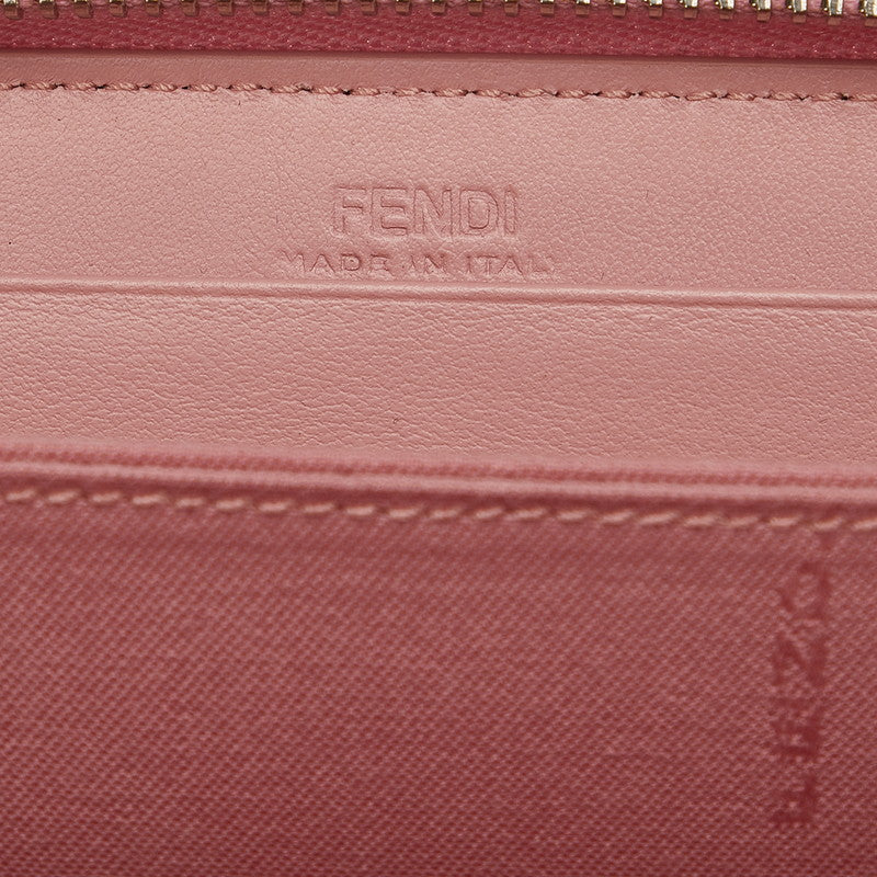 Fendi Monster Continental Wallet Round Fassner Long Wallet 8M0299 Pink Black Leather Ladies Fendi