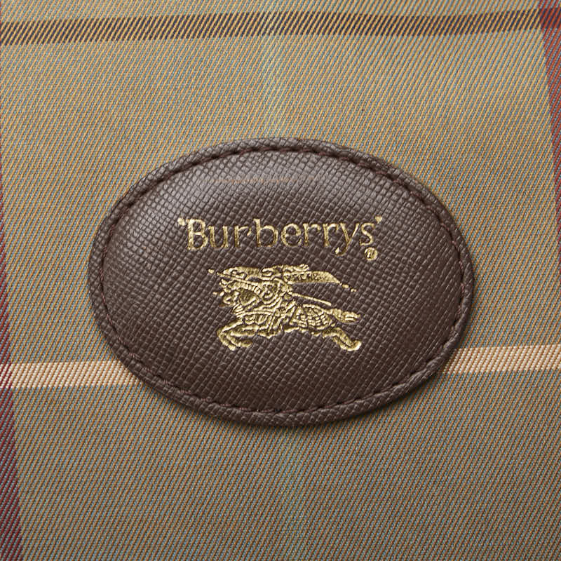 Burberry Nova Check Logo Tote Bag Brown Leather