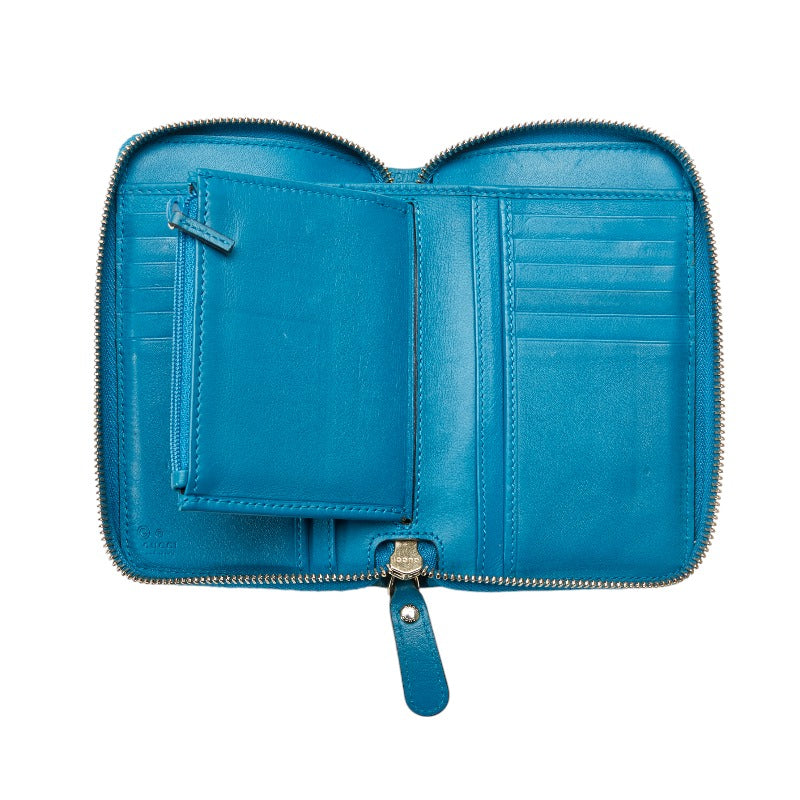 Gucci MicroGucci Round Jeep Twin Folded Wallet 449423 Turkish Blue Leather  Gucci