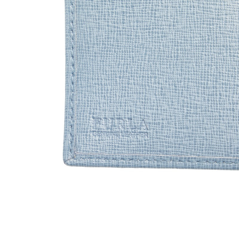 Furla Three Folded Wallet Leather Blue Ladies