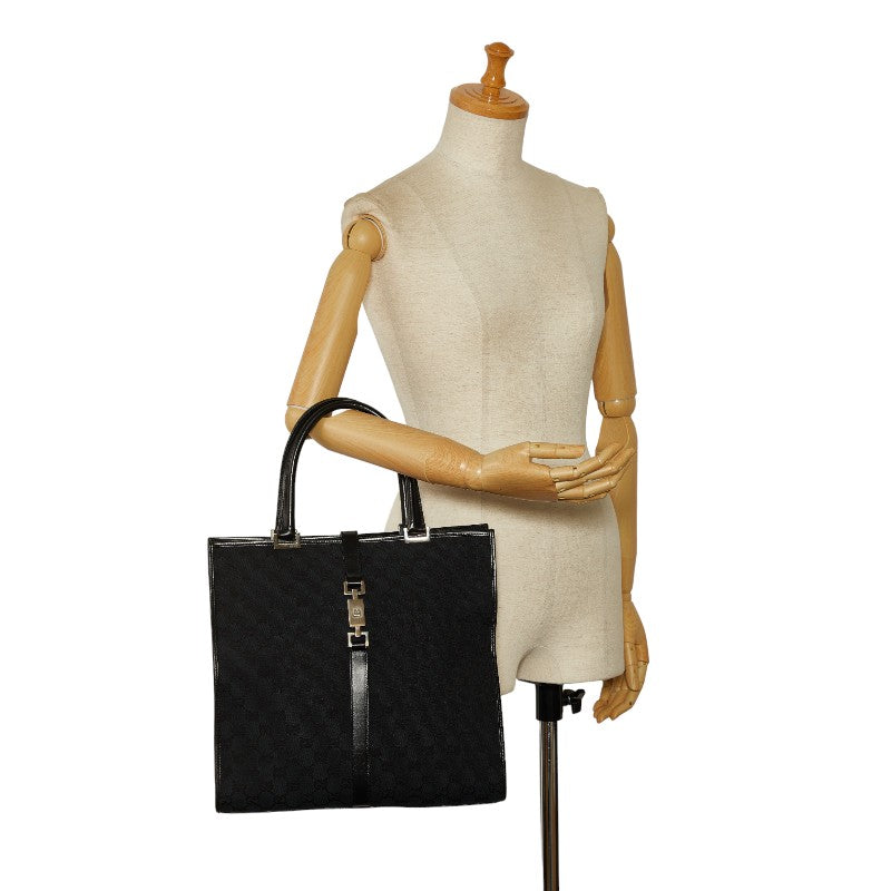 Gucci GG canvas Jackie handbag Tote bag 002 1064 black canvas leather ladies Gucci