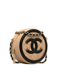 Chanel Cocomark CC Figure rounded sliding chain shoulder bag beige black caviar s ladies CHANEL