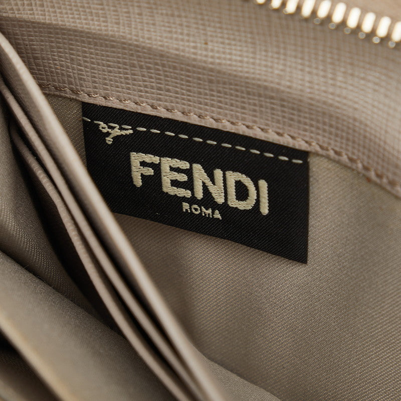 Fendi Flower Roundfather Long Wallet 8M0299 Beige Leather Ladies Fendi