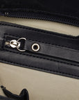 Burberry Check Handbag Bag Beige Black Canvas Leather Ladies
