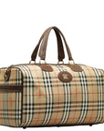 Burberry Nova Check Boston Bag Handbag Vintage Brown Canvas