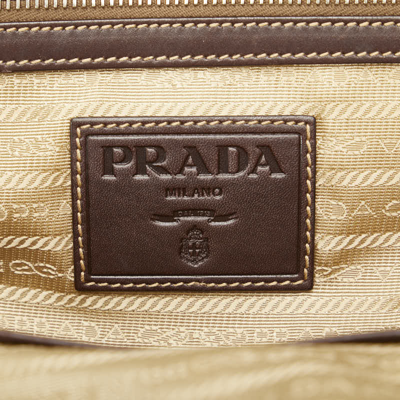 PRADA Tote Bag in Canvas Leather BR3511 Beige Brown