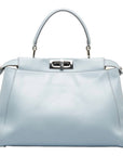 FENDI Peekaboo Top Handle Handbag Light Blue Leather Ladies