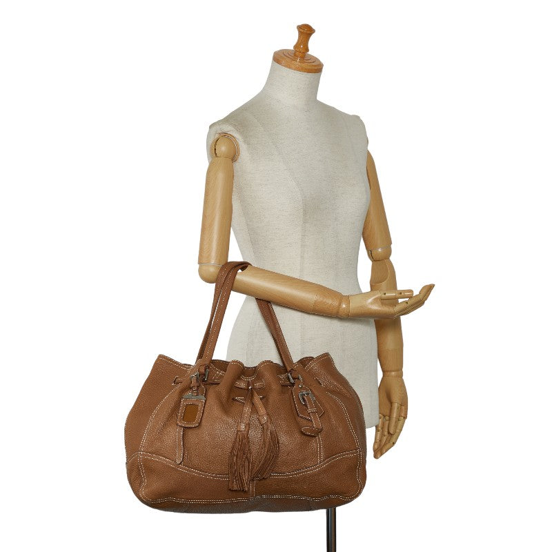 Prada Tasel Handbag Handbags Brown Leather  Prada