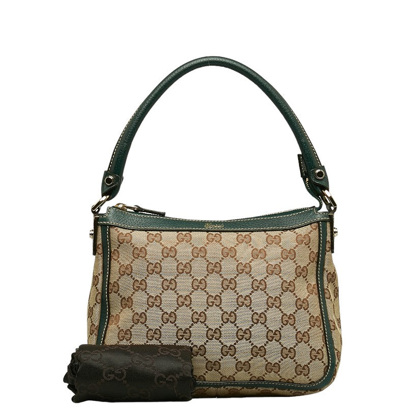 GUCCI Shoulder Bag in Monogram Canvas Beige Green 146244