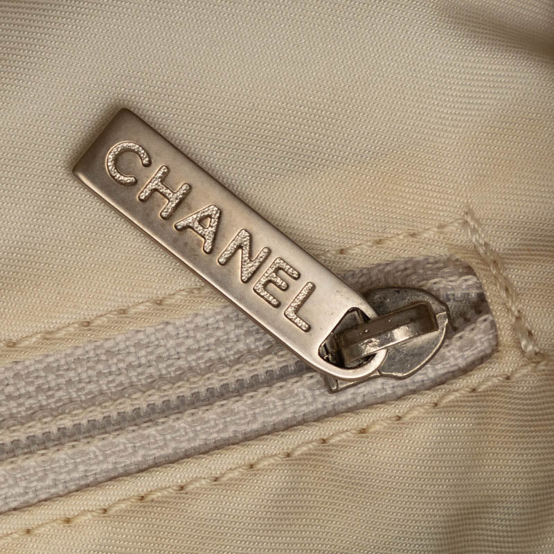 Chanel New Label Line Handbags Boston Bag Ivory Beige Canvas Leather  CHANEL