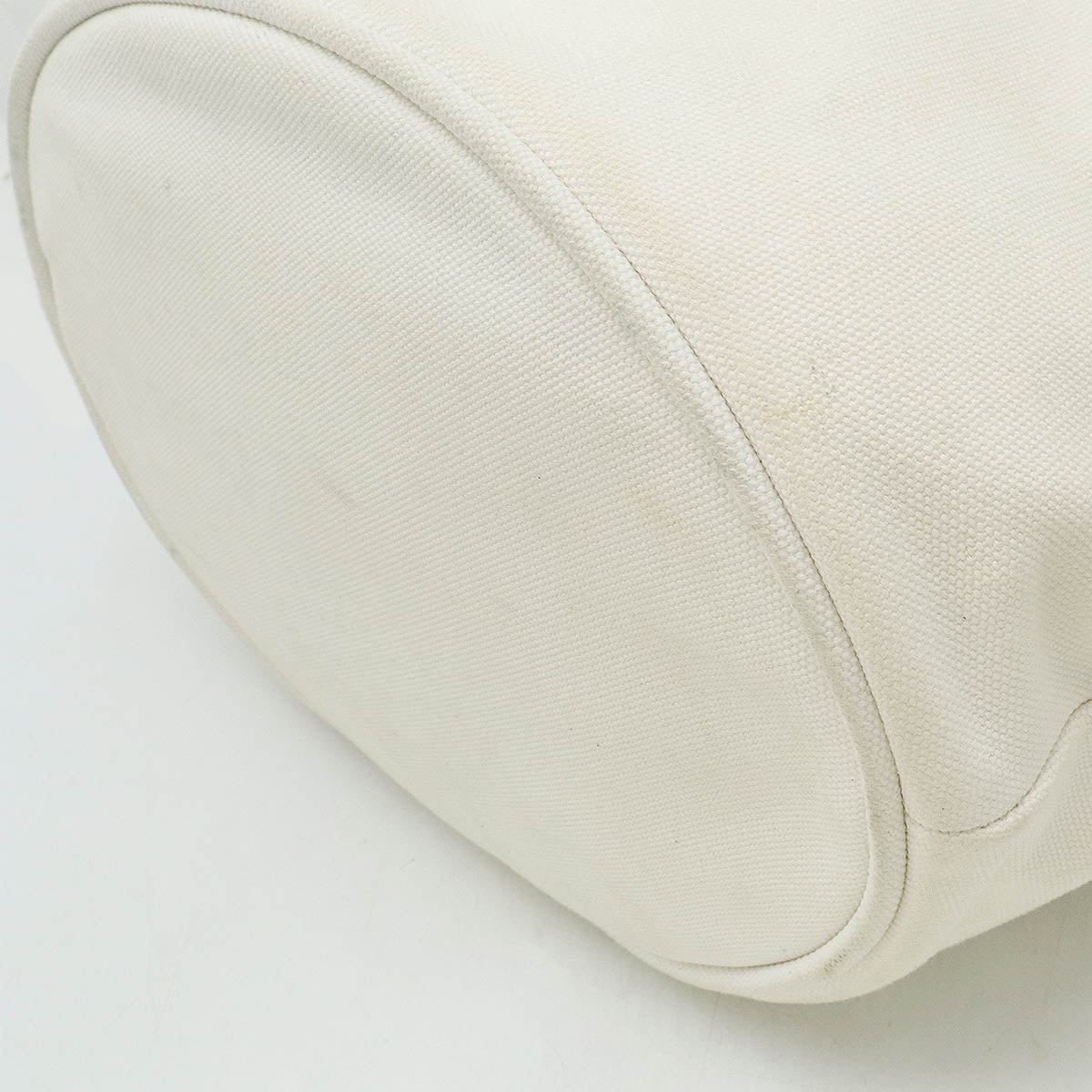 PRADA Canapa Tote Handbag Canvas Leather White 1BG163