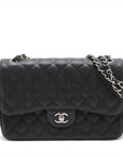 CHANEL DECAMATRASSE 30  Caviar S Double Flap Double Chain Bag Black Silver  15th A58600
