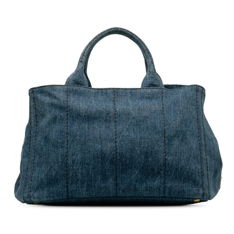 Prada Canapa Handbag B2642B Indigo Blue Denim  Prada